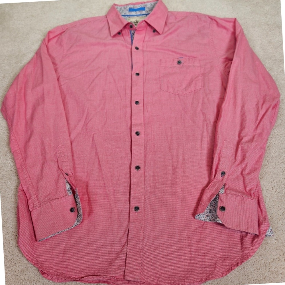 Rockabilly Age of Wisdom Men's Button Down‎ Shirt L Pink  Reverse-Cuff Western